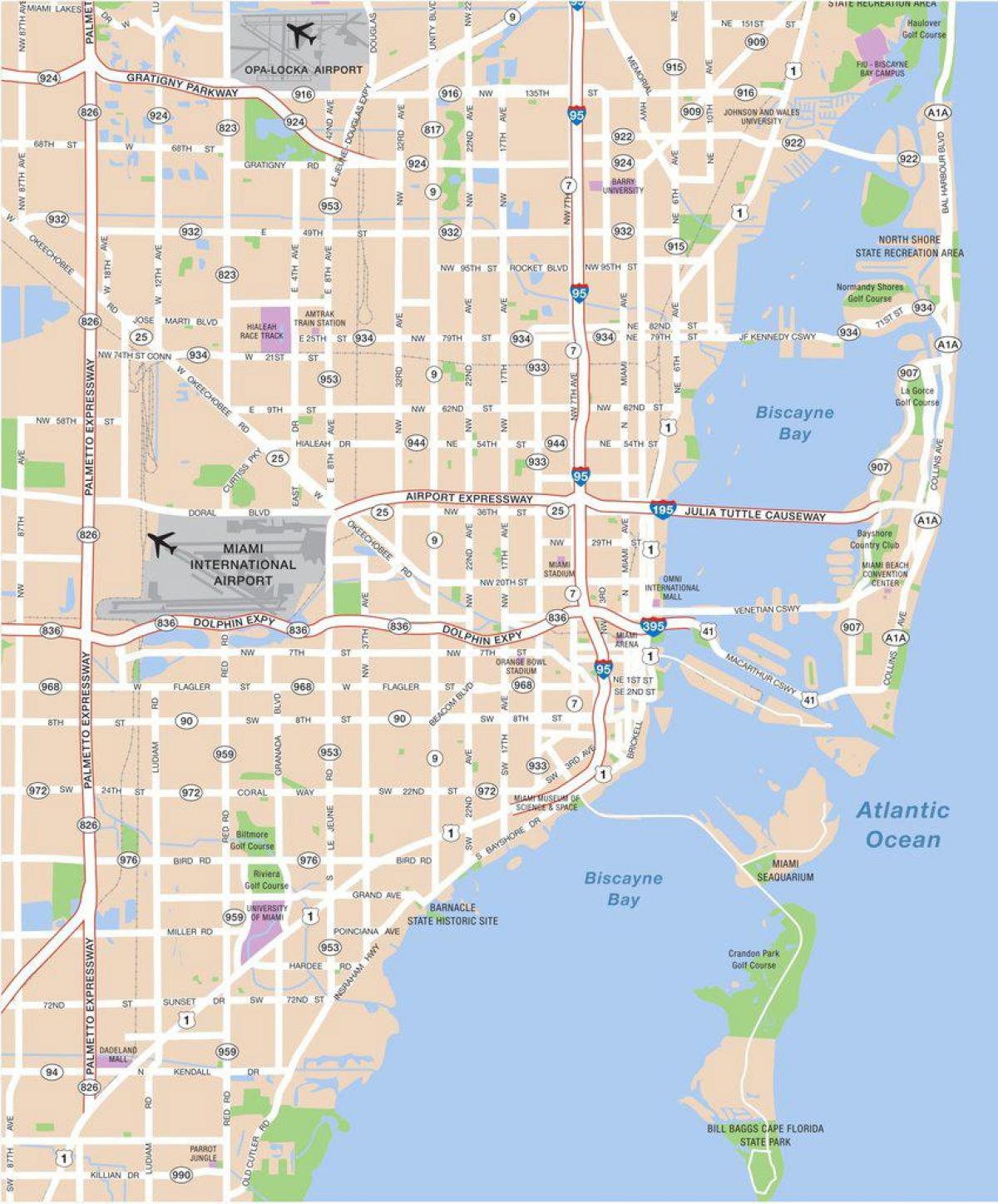 Karte der Flughäfen in Miami