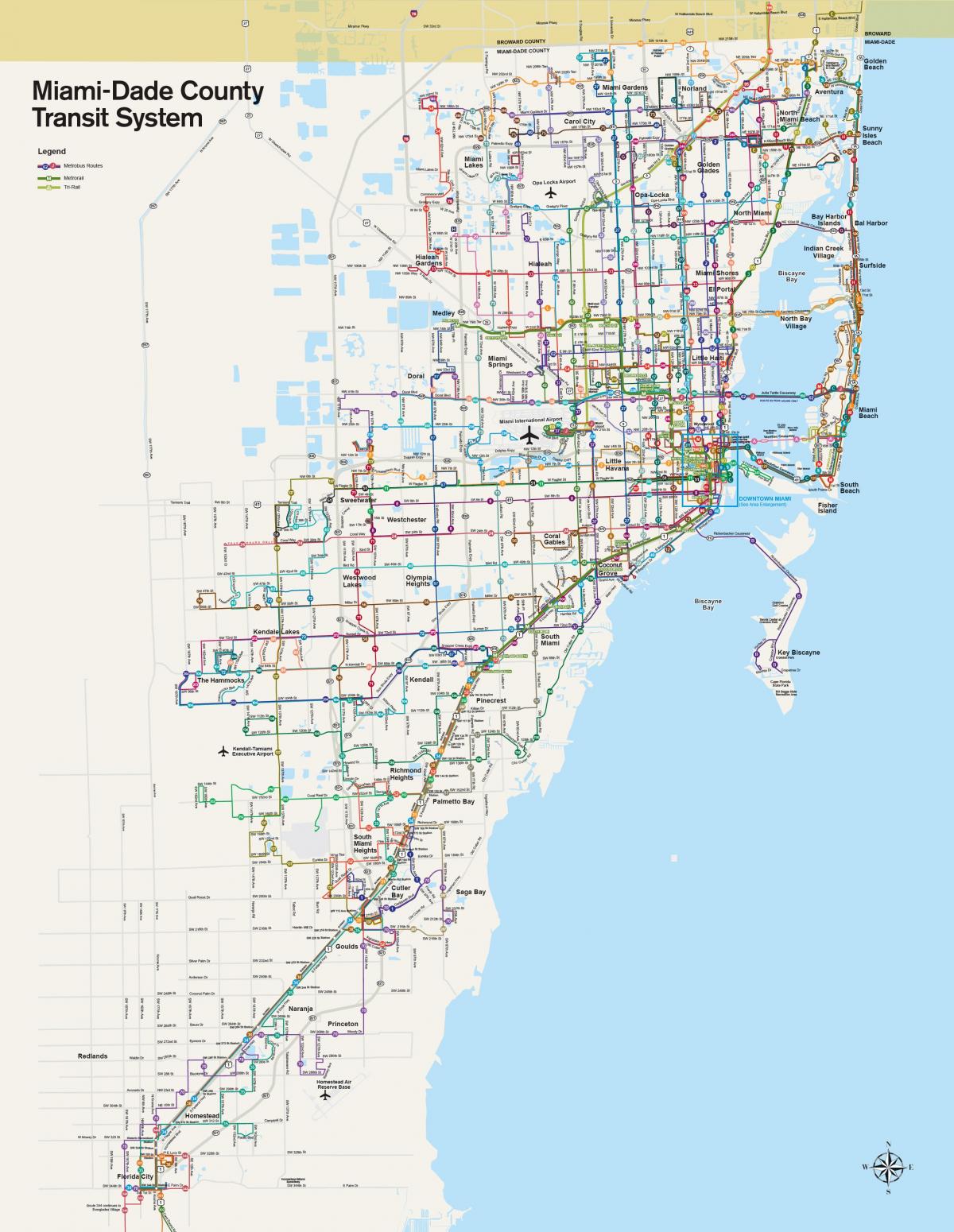 Karte der Bahnhöfe in Miami
